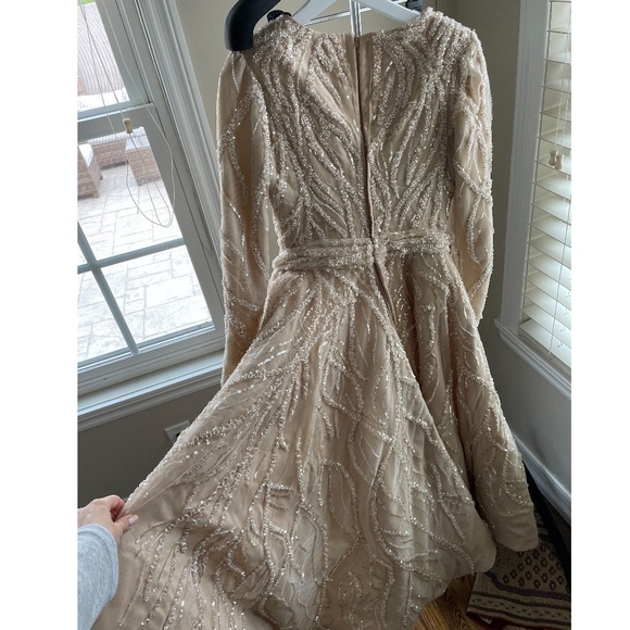 Stunning custom made princess evening dress! Champagne color. Size 4 - Picture 2 of 5